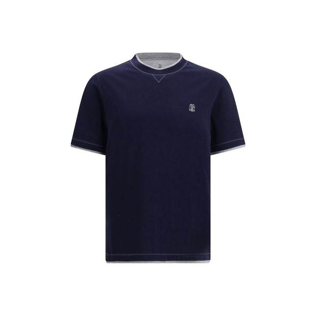 Brunello Cucinelli Blue Cotton T-Shirt
