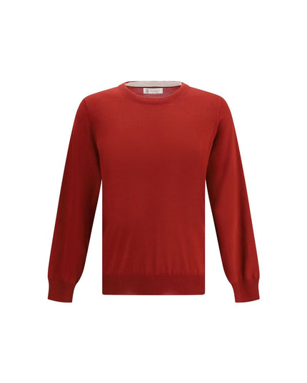 Brunello Cucinelli Red Fleece Wool Sweatshirt