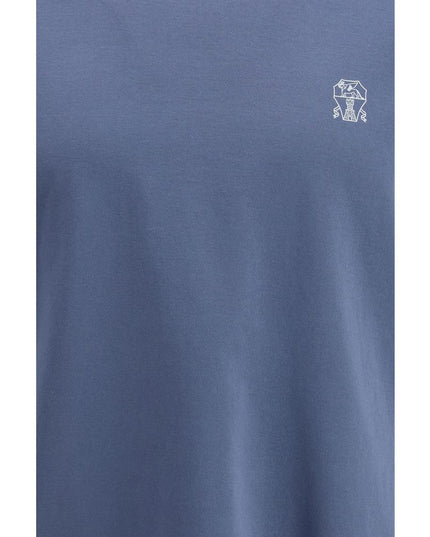 Brunello Cucinelli Blue Cotton T-Shirt
