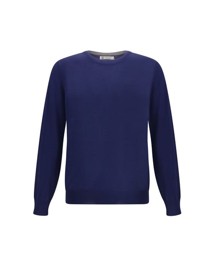 Brunello Cucinelli Blue Fleece Wool Sweatshirt