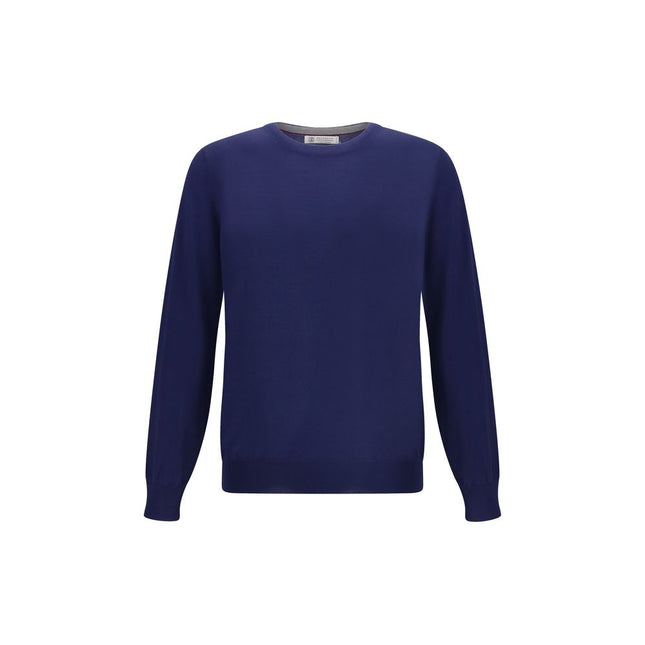 Brunello Cucinelli Blue Fleece Wool Sweatshirt