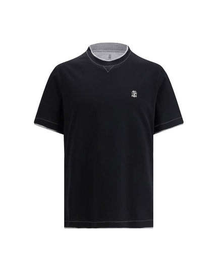Brunello Cucinelli Black Cotton T-Shirt