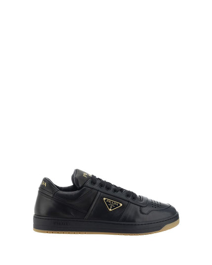 Prada Black Calf Leather Bos Taurus Low Top Sneakers