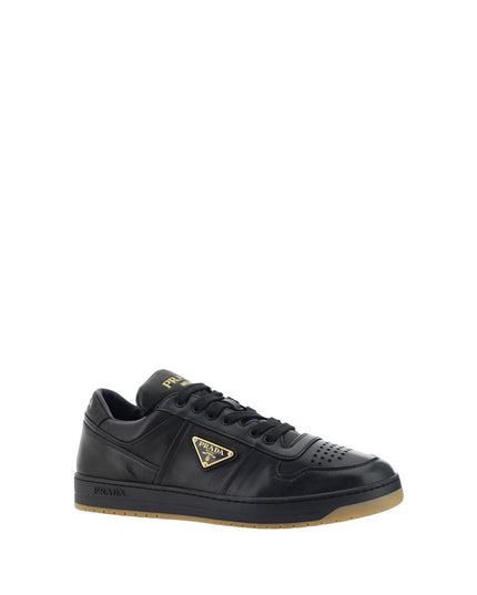 Prada Black Calf Leather Bos Taurus Low Top Sneakers