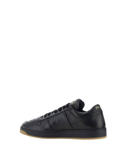 Prada Black Calf Leather Bos Taurus Low Top Sneakers