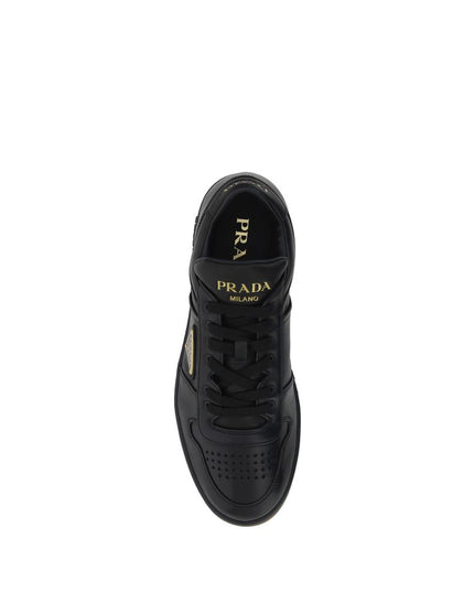 Prada Black Calf Leather Bos Taurus Low Top Sneakers