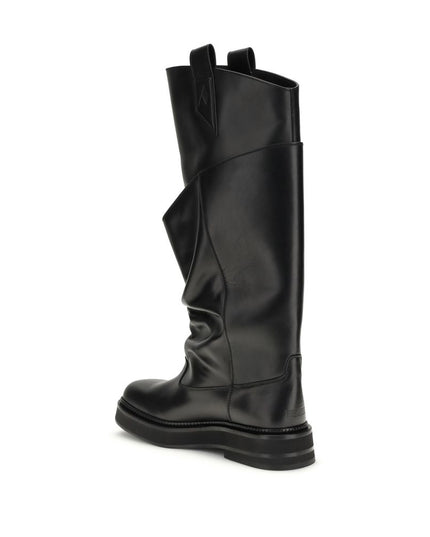 The Attico Black Calf Leather Bos Taurus Boots