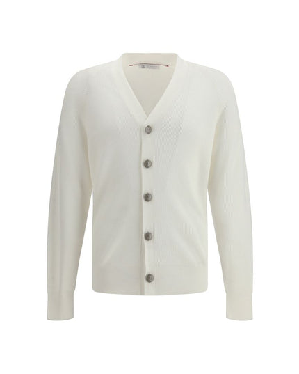 Brunello Cucinelli White Cotton Cardigan