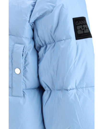 Ganni Light Blue Nylon Coat