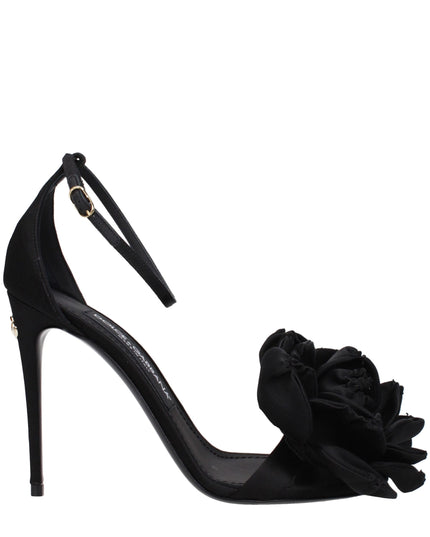 Dolce & Gabbana Black Satin Stiletto Heel Sandals