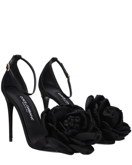 Dolce & Gabbana Black Satin Stiletto Heel Sandals