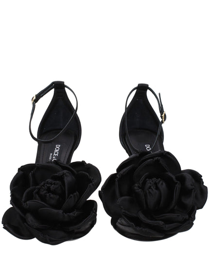 Dolce & Gabbana Black Satin Stiletto Heel Sandals