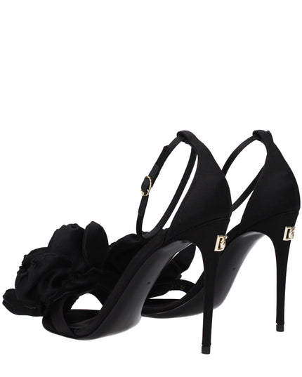 Dolce & Gabbana Black Satin Stiletto Heel Sandals