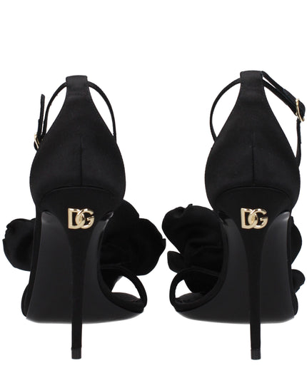 Dolce & Gabbana Black Satin Stiletto Heel Sandals