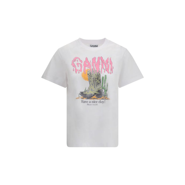 Ganni White Cotton T-Shirt