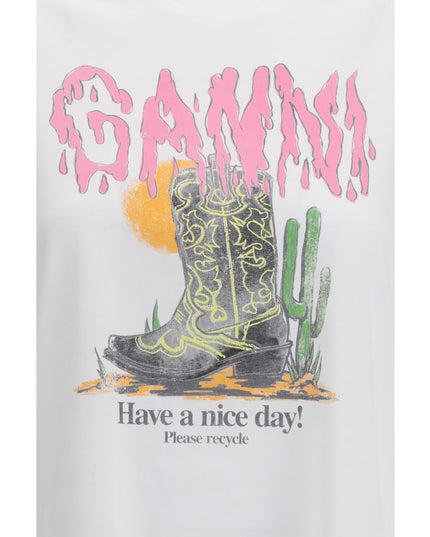 Ganni White Cotton T-Shirt