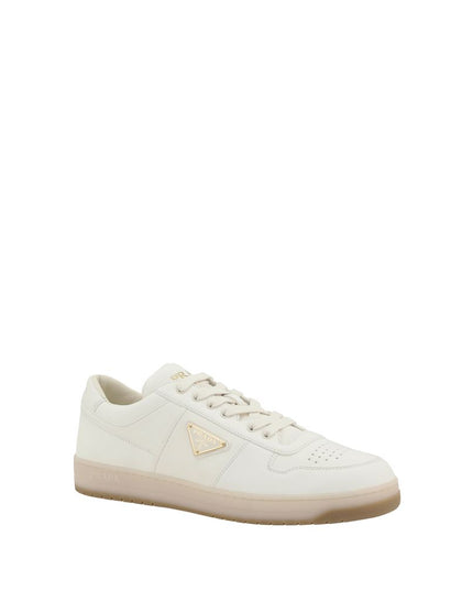 Prada White Calf Leather Bos Taurus Low Top Sneakers
