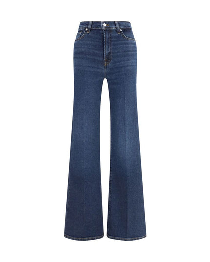 7FOR Blue Cotton Flared Jeans