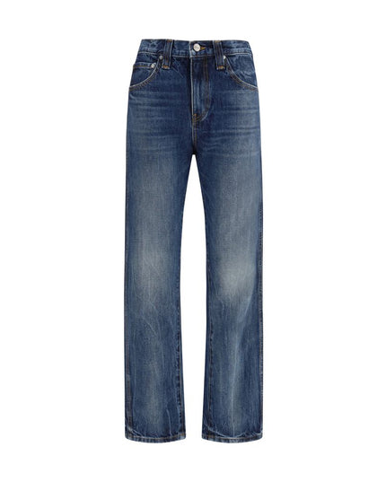 Khaite Blue Cotton High-Waisted Jean