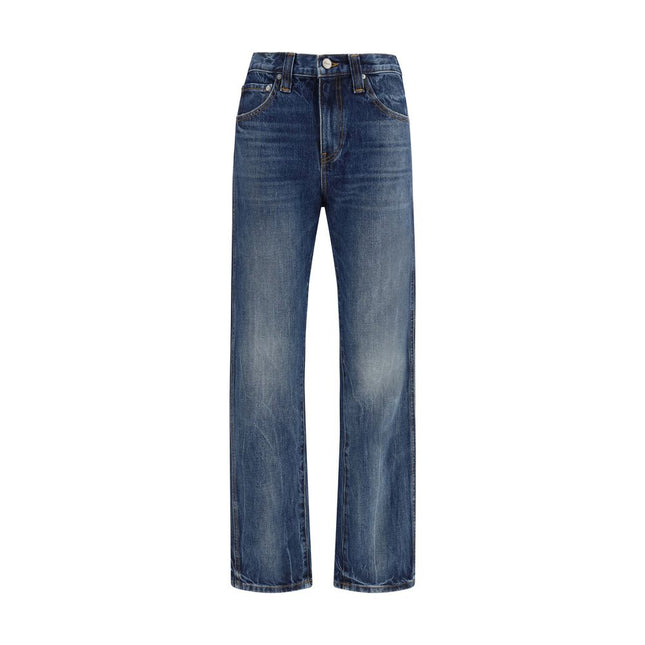 Khaite Blue Cotton High-Waisted Jean