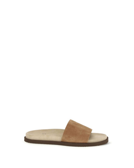 Brunello Cucinelli Beige Lamb Ovis Aries Aries Flat Sandals