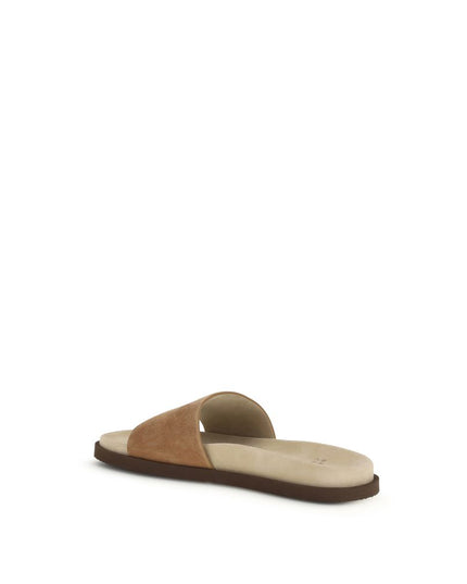 Brunello Cucinelli Beige Lamb Ovis Aries Aries Flat Sandals
