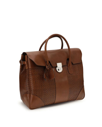 Brunello Cucinelli Brown Calf Leather Bos Taurus Shoulder Bag