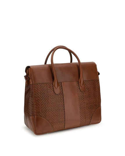 Brunello Cucinelli Brown Calf Leather Bos Taurus Shoulder Bag