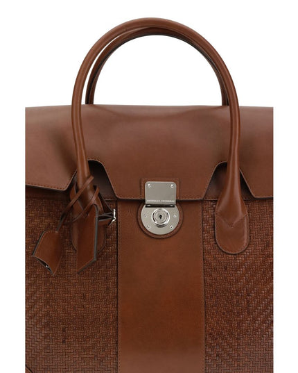 Brunello Cucinelli Brown Calf Leather Bos Taurus Shoulder Bag