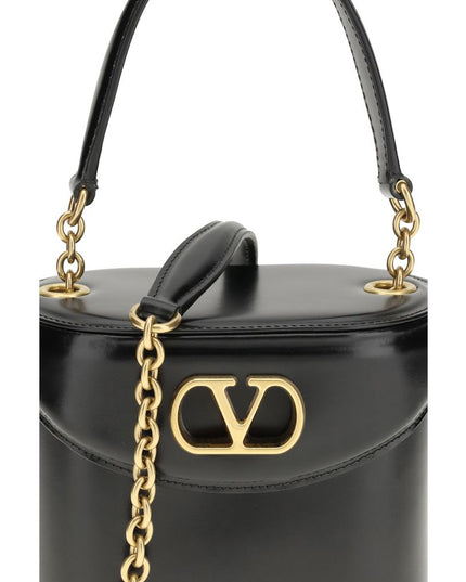 Valentino Garavani Black Calf Leather Bos Taurus Shoulder Bag