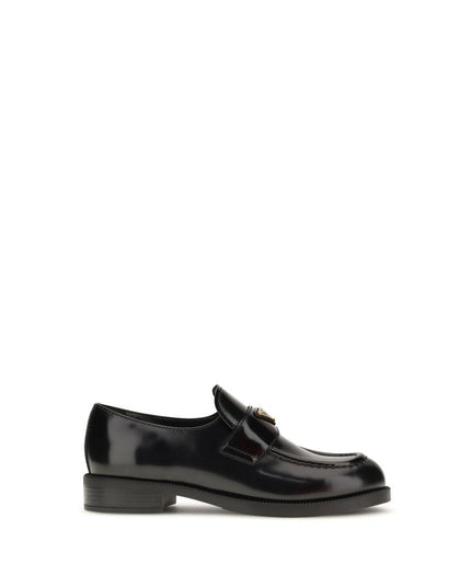 Prada Black Calf Leather Bos Taurus Slip-On Loafers