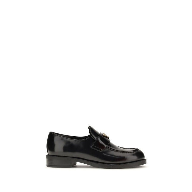 Prada Black Calf Leather Bos Taurus Slip-On Loafers