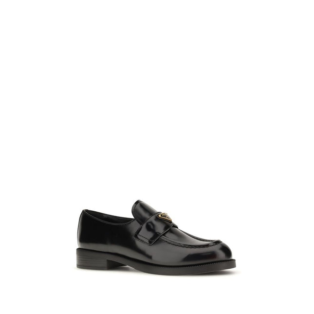 Prada Black Calf Leather Bos Taurus Slip-On Loafers