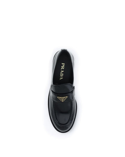 Prada Black Calf Leather Bos Taurus Slip-On Loafers