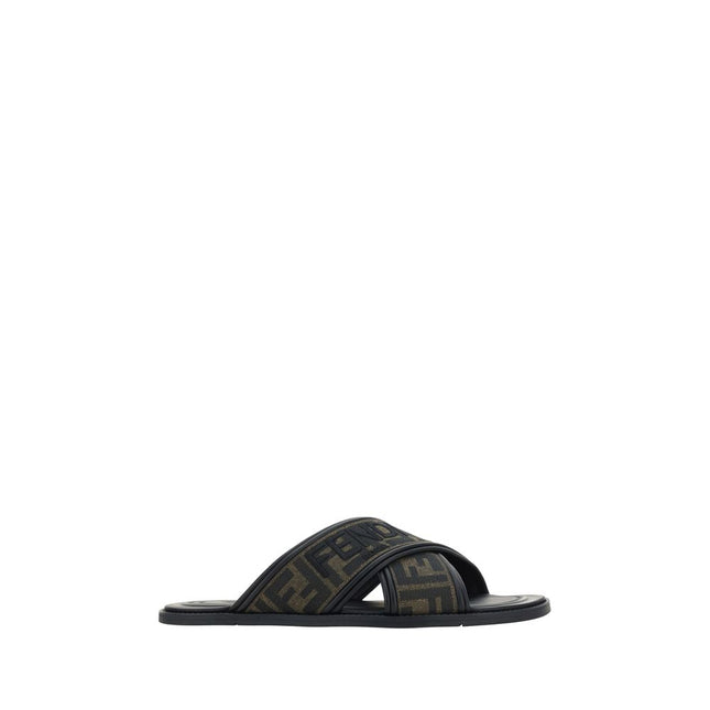 Fendi Black Rubber Slippers