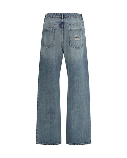 Miu Miu Blue Cotton Straight-Leg Jeans