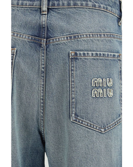 Miu Miu Blue Cotton Straight-Leg Jeans