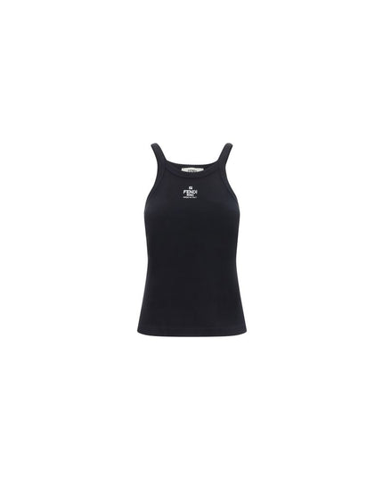 Fendi Black Cotton Tank Tops