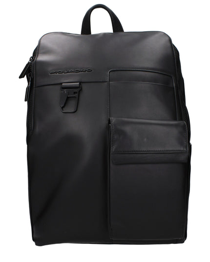 Piquadro Black Leather Backpack