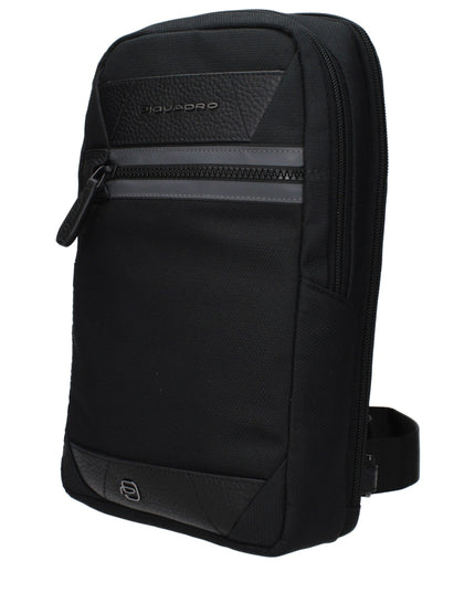 Piquadro Black Fabric Crossbody Bag