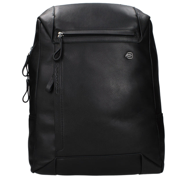 Piquadro Black Leather Backpack