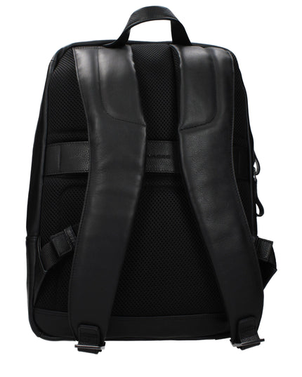 Piquadro Black Leather Backpack