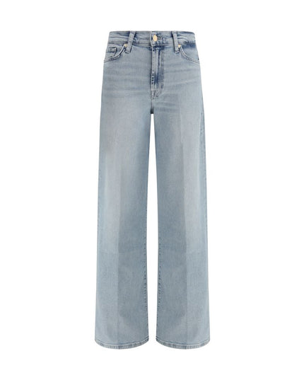 7FOR Light Blue Cotton Relaxed Fit Jeans