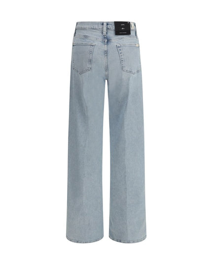 7FOR Light Blue Cotton Relaxed Fit Jeans