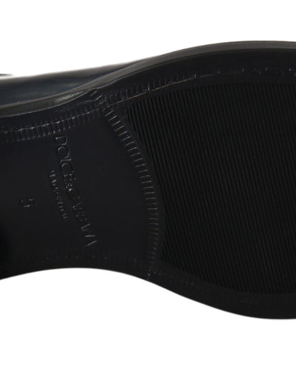Dolce & Gabbana Blue Leather Derby Dress Formal Shoes