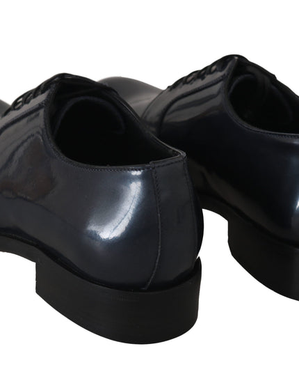 Dolce & Gabbana Blue Leather Derby Dress Formal Shoes